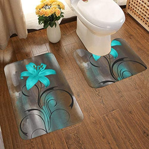 lot 6862 image: Lily Flower Bath Mat (Washable), Flower Pattern