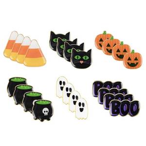 lot 6869 image: 24 Pieces Lapel Pin Set, Halloween Decorations, Party Favors, 6 Designs