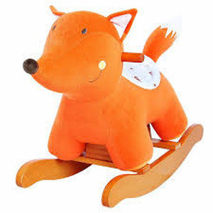 lot 6903 image: Labebe baby wooden horse toy,stuffed animal rocker toy,orange fox rocking horse plush, rocking horsestuffed animal
