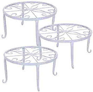 lot 6930 image: Tosnail 3 Pack Metal Potted Plant Stands Plant Holder (White)