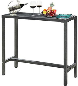 lot 6991 image: Mr IRONSTONE Outdoor Bar Table 46.5�� Pub Height Dining Table Bistro Patio Table with Waterproof Top and Hammer Finish Stands