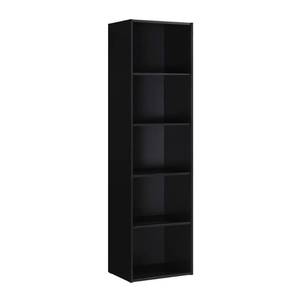 lot 6999 image: Hodedah HID25 BLACK Five Shelf Bookcase - Black (has damaged corner)