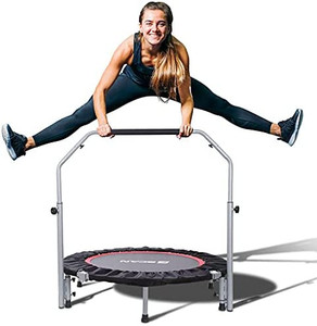 lot 7037 image: BCAN 4048 Foldable Mini Trampoline, Fitness Rebounder with Adjustable Foam Handle, Exercise Trampoline for Adults IndoorGarden Workout Max Load 330lbs440lbs