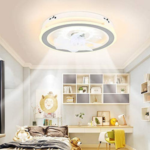 lot 7040 image: IYUNXI Modern Ceiling Fan With Light Remote Control Ceiling Fan Low Profile Stepless Dimming Ceiling Light Low Noise 72W Memory Function Flush Mount BedroomDining roomChildren��s room