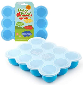 lot 7065 image: Samuelworld Baby Food Storage Container, 12 Portions Freezer Tray with Lid, 12x2.5oz BPA Free, Silicone, Perfect for Homemade Baby Food, Vegetable & Fruit Purees and Breast Milk