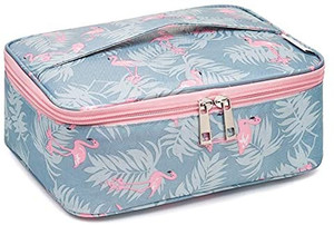 lot 7068 image: Travel Makeup Bag Large Cosmetic Bag Makeup Case Organizer for Women and Girls - Flamingo