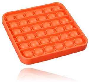 lot 7075 image: Stay Smart Way Silicone Push Pop Bubble Fidget Sensory Toy - Stress & Anxiety Push Pop Fidget Toy for Kids & Adults - Top Autism Special Needs Stress Reliever Square, Orange