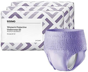 lot 9606 image: Solimo Womens Protective Underwear Maximum Absorbency Large 72 Count