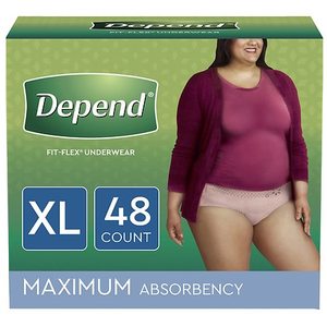 lot 9607 image: Depend Fit-Flex Womens Maximum Incontinence Underwear, XL, Light Pink, 48 Count