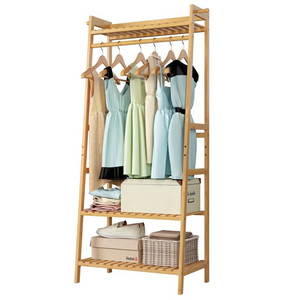 lot 9621 image: Homfa Bamboo Coat Rack Multi-functional Clothes Rack