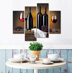 lot 9623 image: BANMU Grape Wine In Bottle Cups Wall Art
