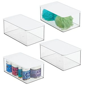 lot 9637 image: mDesign Bathroom Plastic Stackable Storage Box Containers Yellow Not White