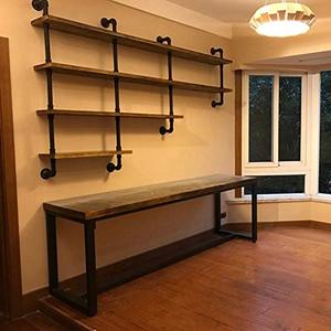 lot 9794 image: MBQQ 4-Tiers 63inch Industrial Pipe Shelving,Rustic Wooden&Metal Floating Shelves,Home Decor Shelves Wall Mount with Wine Rack,Decorative Accent Wall Book Shelf for Kitchen or Office Organizer,Black