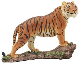 lot 9838 image: Ebros Long Orange Bengal Tiger On Rock Statue