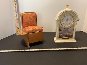 lot 106 image: Miniature Toy chair with storageThomas Kincaid clock