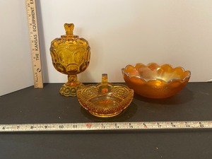 lot 116 image: Amber carnival glass