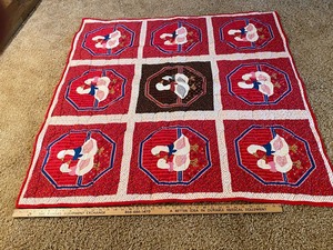 lot 172 image: 48x48 square red duck quilted throw