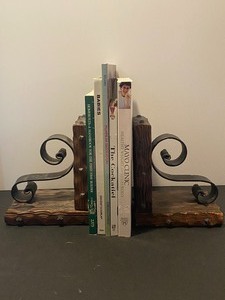 lot 184 image: Wood and metal book ends