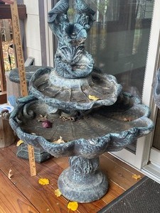 lot 205 image: Concrete Bird bath fountain w damage