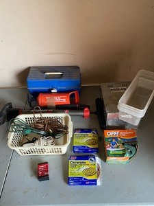lot 227 image: Tackle box, extension cords, ecolab boxcritter catcher