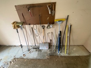 lot 239 image: Outdoor equipment, tools.  Peg board not included