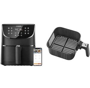 lot 17089 image: COSORI Smart WiFi Air Fryer 5.8QT(100 Recipes), 1700-Watt Programmable Base for Air Frying & Air Fryer Replacement Basket 5.8QT For COSORI Black CP158-AF, CS158 & CO158 Air Fryers