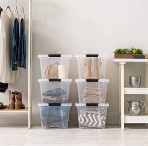 lot 17098 image: IRIS USA TB Clear Plastic Storage Bin Tote Organizing Container with Durable Lid and Secure Latching Buckles, 40 Qt, 6 Count