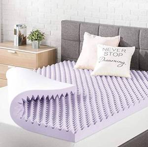 lot 17112 image: Best Price Mattress 3 Inch Egg Crate Memory Foam Mattress Topper with Soothing Lavender Infusion, CertiPUR-US Certified, Short Queen
