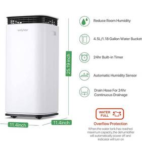 lot 17121 image: Waykar 4500 Sq. Ft Dehumidifier for Home Basements Bedroom Garage, Removes 9 Gallons MoistureDay, with Continuous Drain Hose, 1.18 Gallons Water Tank and Four Air Outlets