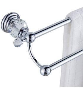 lot 17127 image: WINCASE Chrome Towel Bar, Double Towel Holder 24 Inch, Silver Crystal Bathroom Towel Racks Wall Mounted