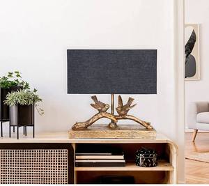 lot 17139 image: Creative Co-Op Rustic Bird Rectangle Shade Table Lamp, Gold