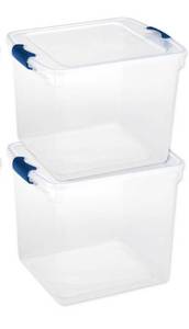 lot 17140 image: Homz - Heavy Duty Modular Stackable Storage Containers, 2 Pack With 2 Bonus Extra Lids