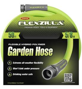 lot 17148 image: Flexzilla HFZG550YW Garden Lead-In Hose 58 In. x 50 ft, Heavy Duty, Lightweight, Drinking Water Safe
