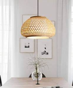 lot 17149 image: Lighting Handmade Flush Mount Ceiling Light Retro Bamboo Dome Shade Pendant Light 1 Light Woven Hanging Lamp For Dining Table,Restaurant - 15.759.84
