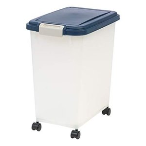 lot 17176 image: IRIS 33 Quart Airtight Pet Food Container, Navy, Wheels Not Included