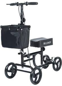 lot 17204 image: ELENKER Steerable Knee Walker Deluxe Medical Scooter for Foot Injuries Compact Crutches Alternative Black
