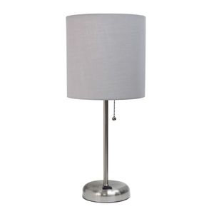 lot 17207 image: Lime Lights Stick Lamp with Charging Outlet and Fabric Shade