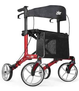 lot 17209 image: Zler Rollator Walker for Seniors 300 lb, Premium Folding Rollator Walker with Seat and Big Wheels, Easy Folding for Transport and Storage(Red)