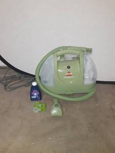 lot 17216 image: Some Cleaner Still In Tank- Bissell Little Green Portable Deep Cleaner with Your Choice of Bonus Stick Vac