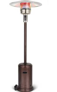 lot 17232 image: UPHA 46000 BTU Outdoor Patio Heater with Portable Wheels, Silver Propane Space Heater with ETL Certification, Commercial & Residential 86.5-inch Floor Standing