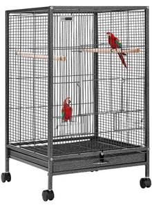 lot 17281 image: VIVOHOME 30 Inch Height Wrought Iron Bird Cage with Rolling Stand for Parrots Conure Lovebird Cockatiel