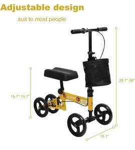 lot 17287 image: Actual Color Is Orange, Not Yellow - Economy Knee Scooter, Steerable Knee Walker, Foldable Knee Scooters for Foot Injuries Best Crutches Alternative