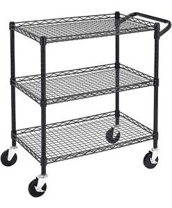 lot 17311 image: AmazonCommercial Heavy-Duty 3-Tier Utility Cart, NSF Certified, 35 W x 18 D x 34.5 H, Black