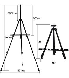 lot 17321 image: T-Sign 66 Reinforced Artist Easel Stand, Extra Thick Aluminum Metal Tripod Display Easel 21 to 66 Adjustable Height with Portable Bag for FloorTable-Top Drawing and Displaying