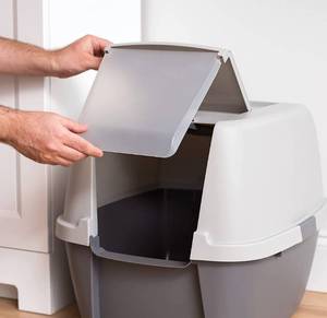 lot 17326 image: IRIS USA Large Hooded Corner Litter Box