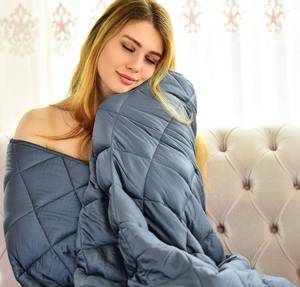 lot 17332 image: WONAP Weighted Blanket  100% Natural Bamboo with Premium Glass Beads  15 lbs  48x72 Twin Size  for Adult and Kids  Heavy Blanket  Folkstone Grey
