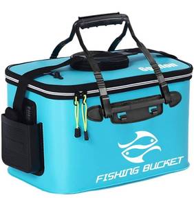 lot 17338 image: MR LION Fishing Bucket, Foldable Fish Bucket, Live Fish Container Multi-Functional Fish Live Lures Bucket Outdoor EVA Fishing Bag for Fishing, Keep The Bait Fresh or Fish Catch Alive