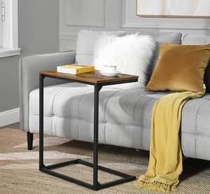 lot 17347 image: VASAGLE Couch Table, Sofa Side Table, C Shaped End Table for Sofa and Bed, Snack Table 21.7 Inch for Living Room, Industrial Style, Rustic Brown and Black ULNT52BX