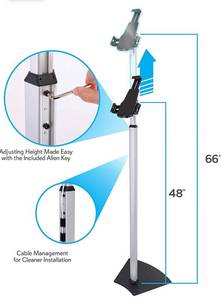 lot 17356 image: Anti-Theft Adjustable Tablet Security Stand - Metal Floor Mount Tablet Holder wLock, 360 ° Rotation, Works wiPad Mini, Kindle Fire HD, Samsung Galaxy, Android Tablets - Pyle PSPADLK62