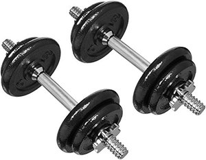 lot 17362 image: Amazon Basics Adjustable Barbell Lifting Dumbells Weight Set with Case - 38 Pounds, Black